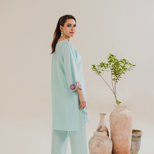 Lareza Sky Blue Embroidered 2-Piece Set